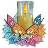 Mandala lotus acrylique DIY peinture en diamant porte-bougies sans bougies table de table de table pour d&eacute;butants adultes