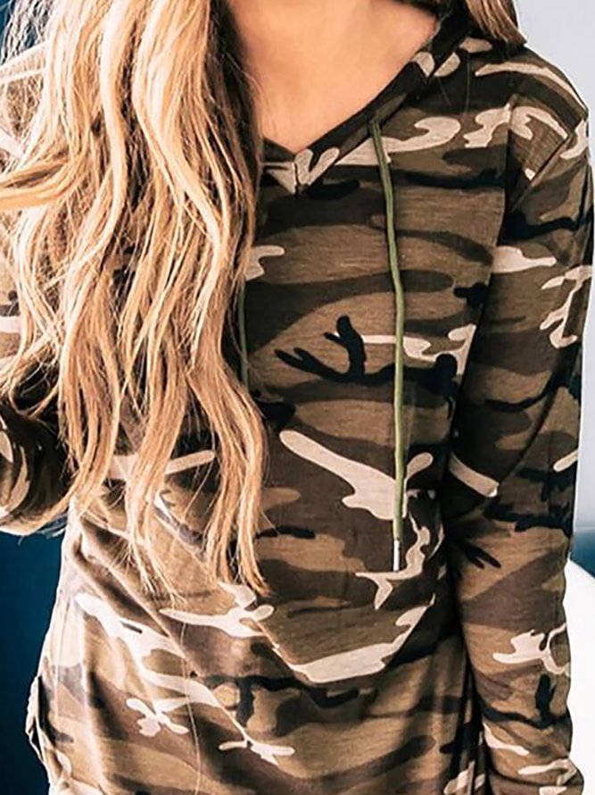 Camouflage Camo Long Sleeve Shift Casual Sweatshirt