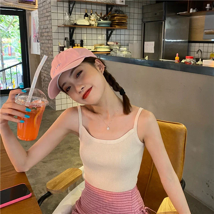 Tanks Tops Women Colorful Solid Knitted Sleeveless Tees Womens Chic Summer Basic Camisoles All-match Girls Sweet Camis Ulzzang