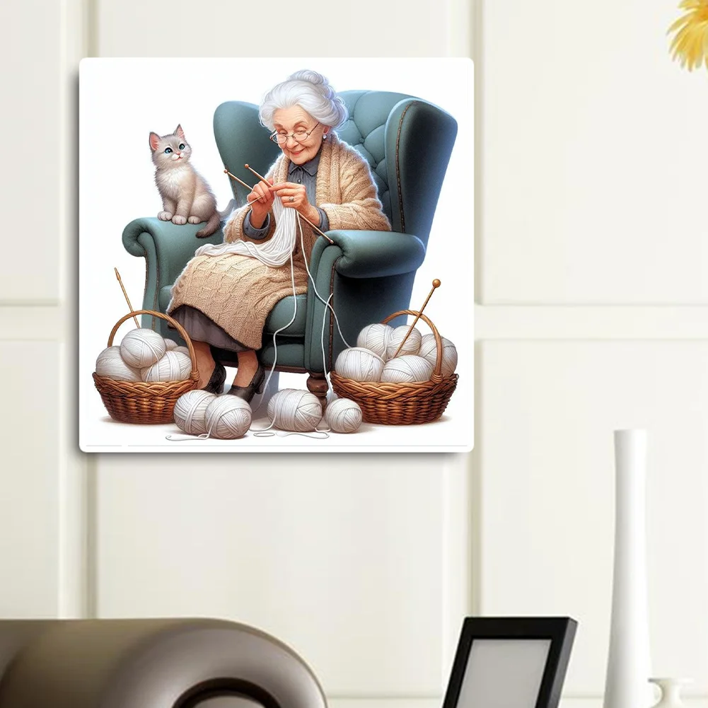 Diamond Painting - Full Round Drill - Knitting Grandma(Canvas|40*40cm)