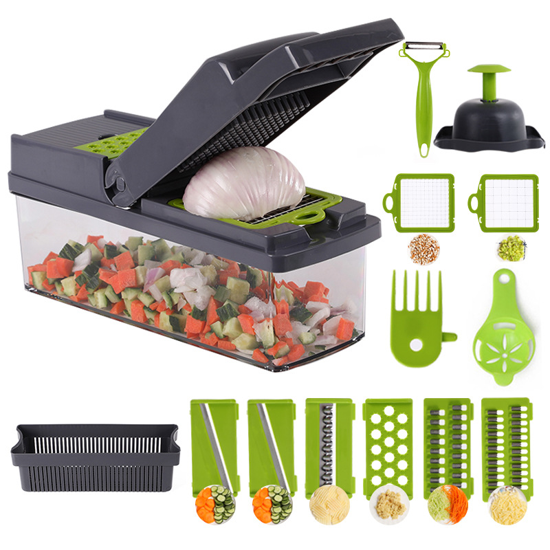 Vegetable Chopper Pro Onion Chopper 15 in 1 Multifunctional Food Chopper-Adjustable Vegetable Slicer-Kitchen Gift Gadget Veggie Slicer for Salad Potatoes Carrots Garlic Onion with Container