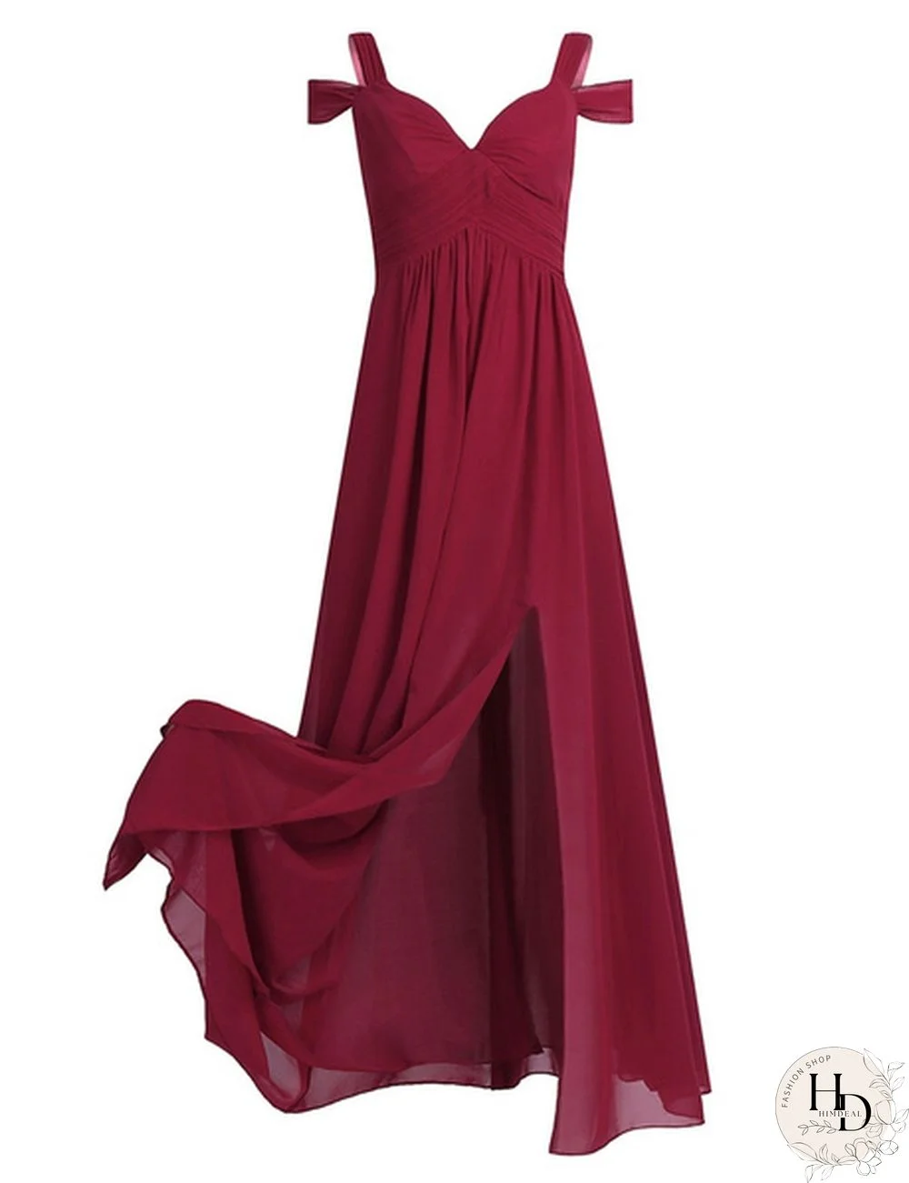 Women Ladies Side Split High-waisted Chiffon Long Bridesmaid Dress Evening Prom Gown