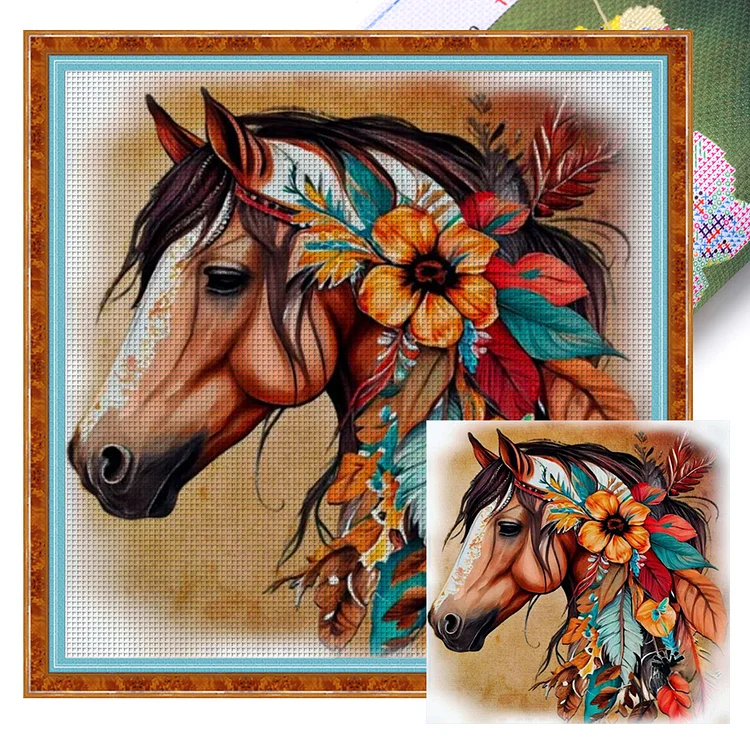 【Yishu Brand】Feathered Horse (45*45cm) 11CT Stamped Cross Stitch gbfke