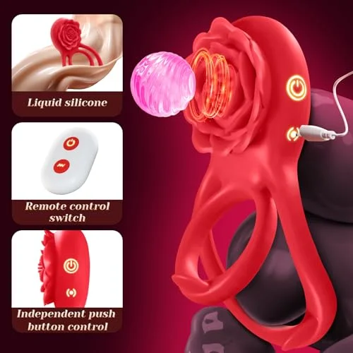 Florion &ndash; Rose Vibrating Delay Cock Ring | Dual Stimulation & Time-controlled Pleasure For Couples