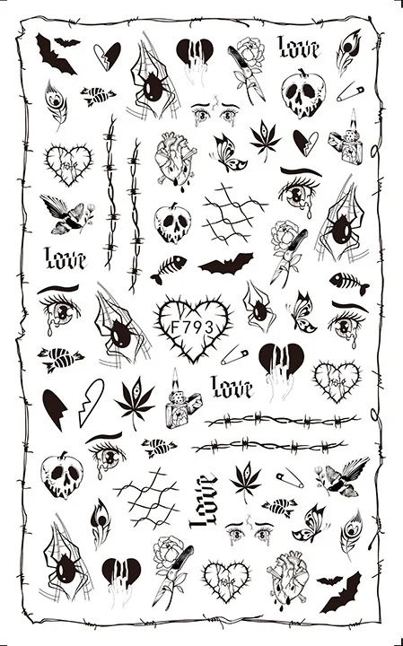 Churchf 1pcs Autumn Winter Nail Sticker Robin Snow Flower New Year Halloween Christmas 3D Decals Nail Art Design Decor Accessories-Nail Inspo