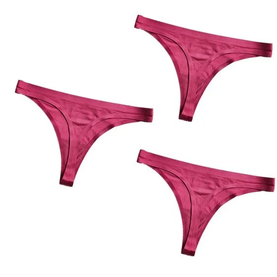 3PCS/Lot Ice Silk Thong Panties Sexy Women Underwear Female G-string Panties Solid Briefs For Ladies Low Waist Seamless Panty
