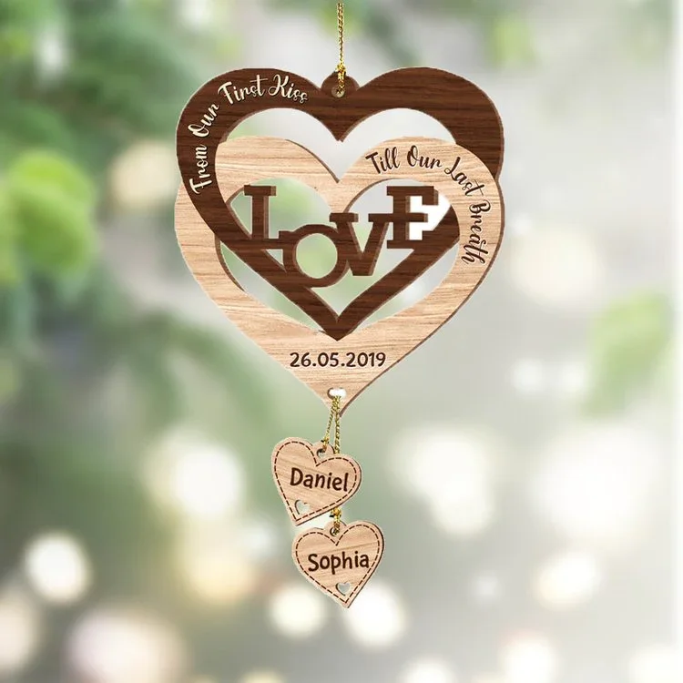 Personalized Couple Heart-Shaped Christmas Tree Hanging Ornament Decoration
