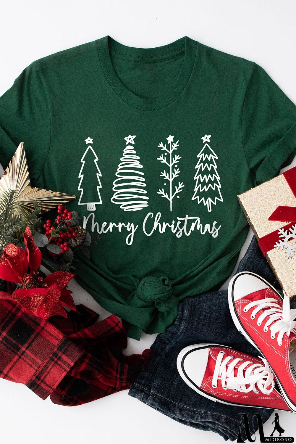 MidiSono - Merry Christmas Tree Graphic Print Tee