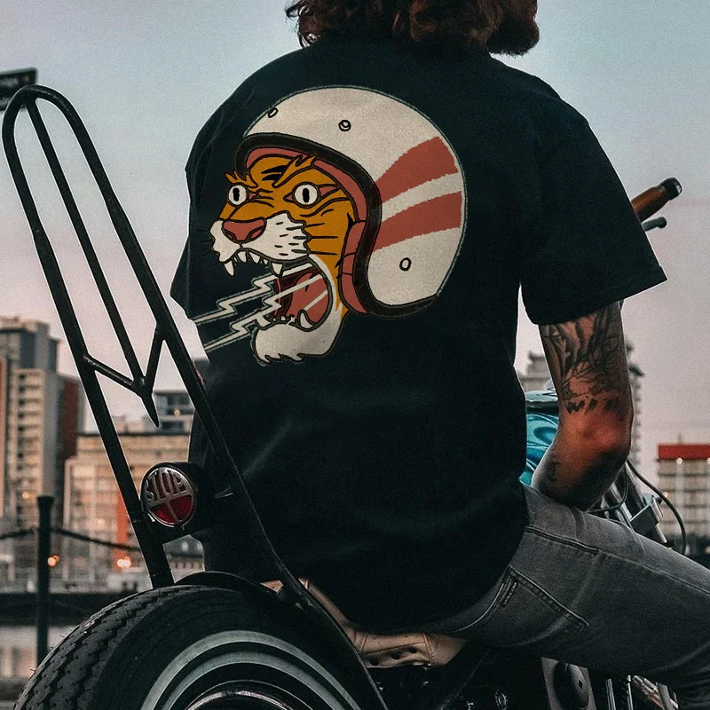 Designer ferocious tiger print men's t-shirt -  