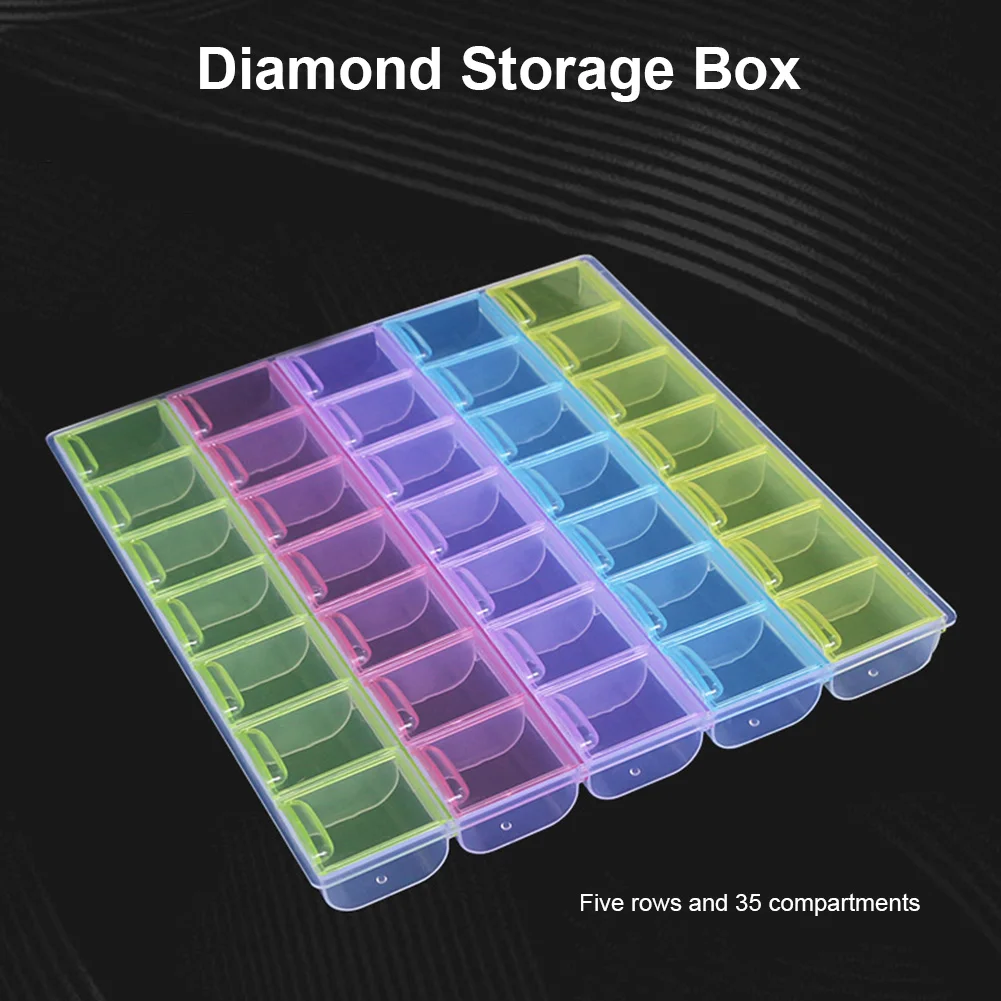 35 Grids Nail Art Storage Box Diamond Painting Crystal Beads Holder Case