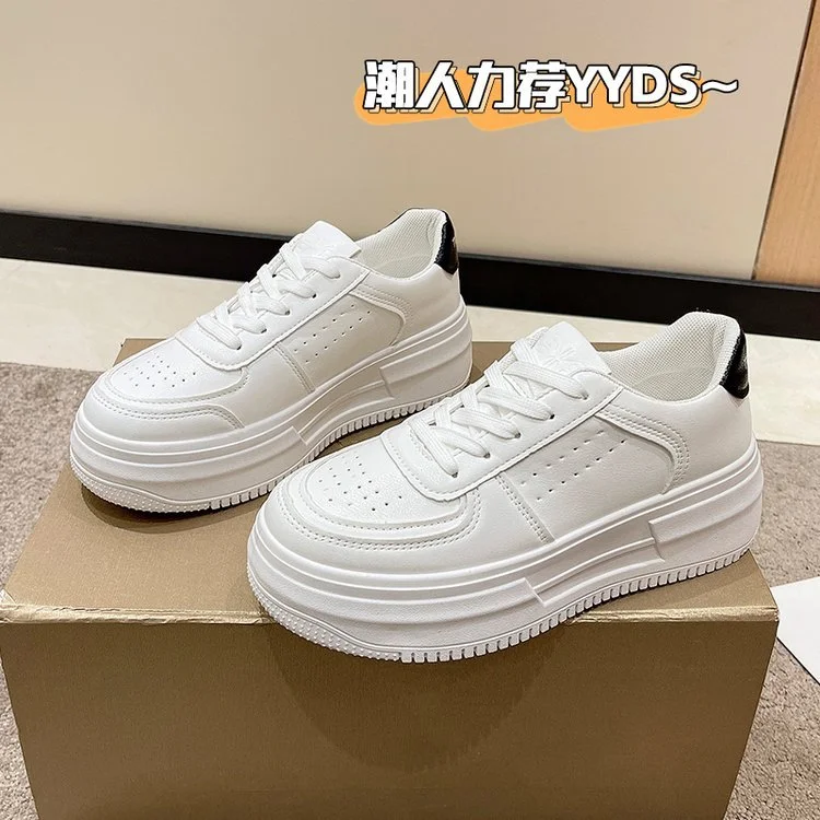 Yyvonne Bottom Height Small White Shoes Light Luxury High-End Old Dad Shoes Women's Single Shoes Summer Lace Breathable Leisure Sports Shoes
