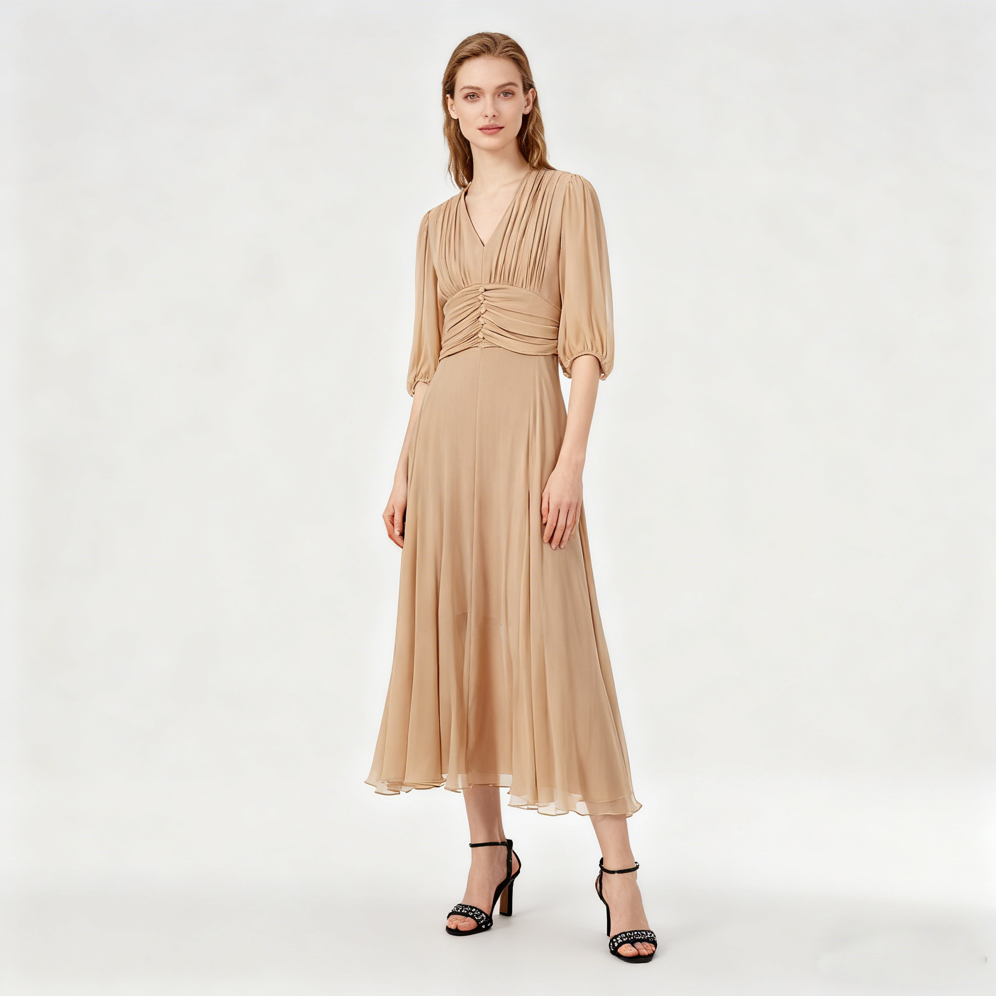 Women's Silk Chiffon Dresses Elegant For Wedding Guest REAL SILK LIFE