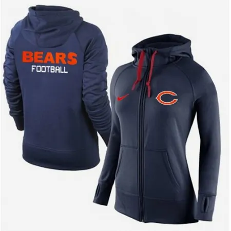 Women's  Chicago Bears Full-Zip Performance Hoodie Dark Blue