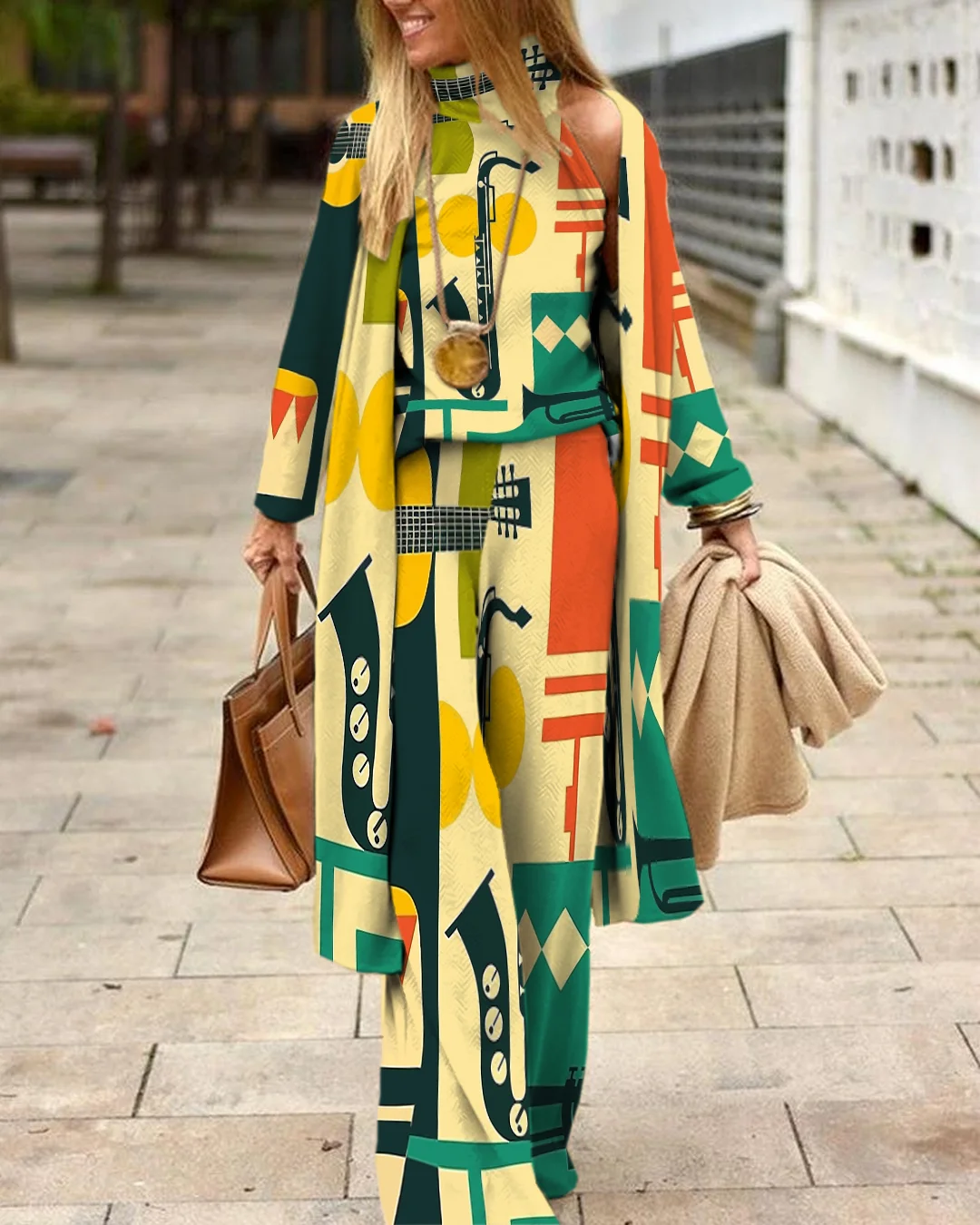 Herringbone Sweater Three-Piece Suit 8e2a