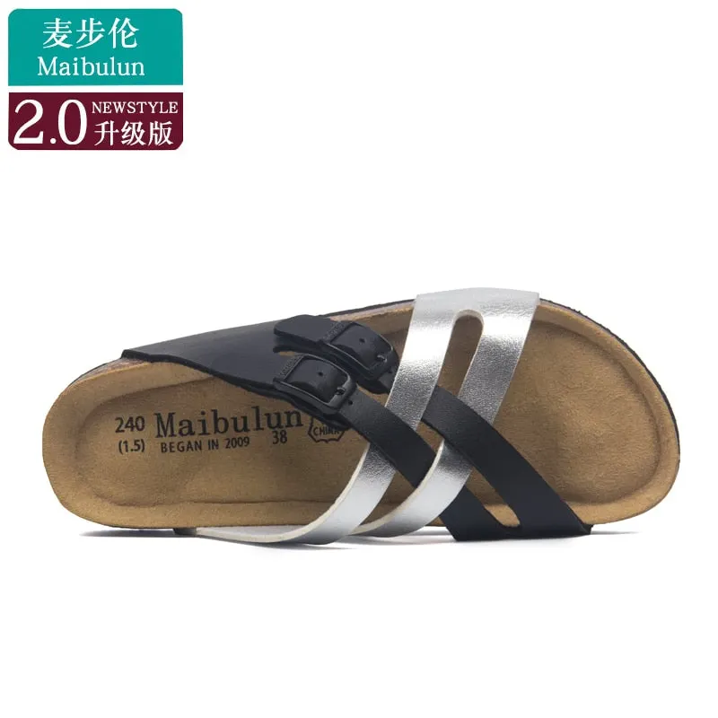 2021 New Internet Celebrity Fashion Soft Cork Slides Women Summer Beach Slides Sands Flip Flops Cross Buckle Strap Home plus 45