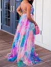 Rainbow Gradient Color Backless Maxi Dress