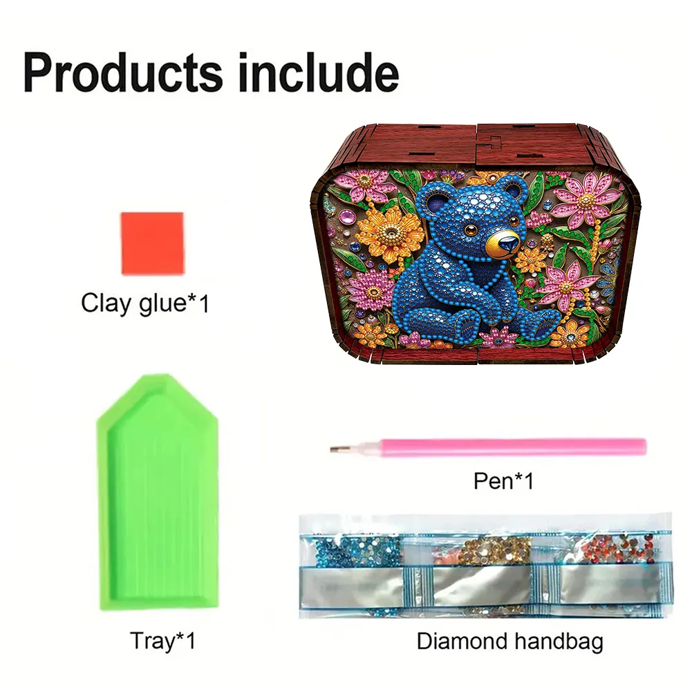 DIY Handcrafted Music Box Diamond Art Kits Music Home Bedroom Decor (Gem Bear)