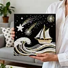 (25x25cm)DIY Pearl Painting Framed Handmade Pearl Material Art Kit Living Room Decor