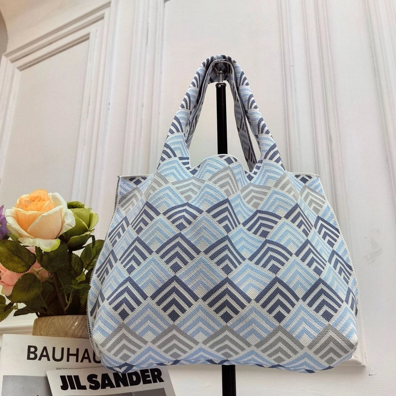 Women’s Large Polyester Letter Color Block Streetwear Square Open Shoulder Bag