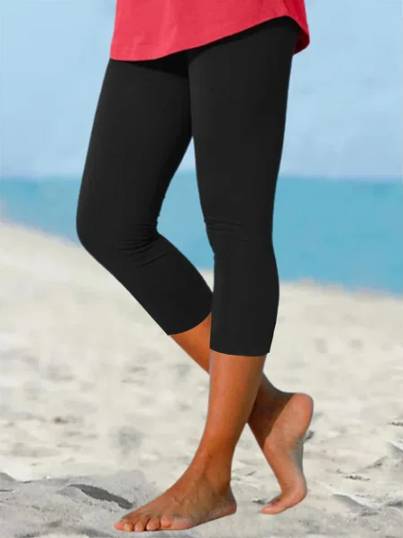 Solid Basic Capris Leggings