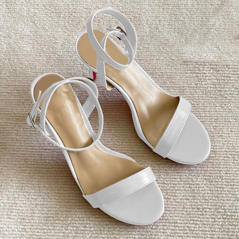 65mm Women's Sandals Red Bottom High Heels Open Toe Ankle Strap Shoes Sandals-MERUMOTE