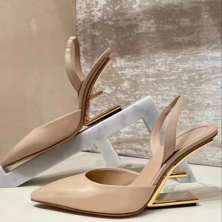 Yyvonne Color Pointed Head Behind The High Heel Sandals Women 2025 Summer New Loose With Metal Heel Temperament Single Shoes