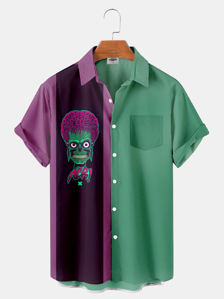 Men's Classic Monster Printed Shirt PLUSCLOTHESMAN