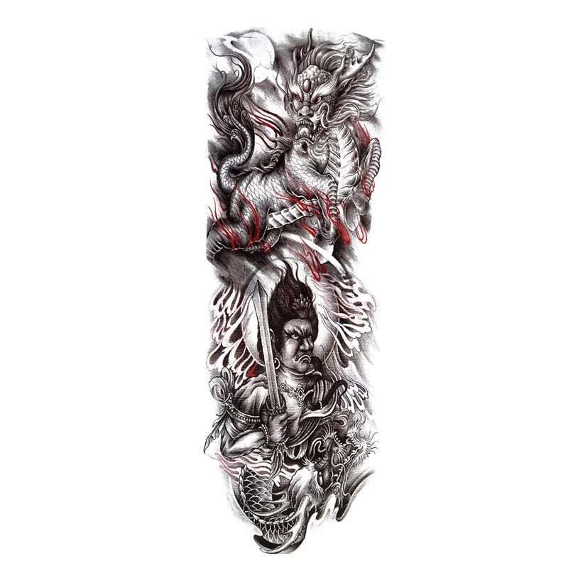 Temporary Tattoos Snake Lion Asian Fake Tattoo Tiger For Men Waterproof Art Mermaid Sticker Paste on Arm Leg Tattoos Body Art