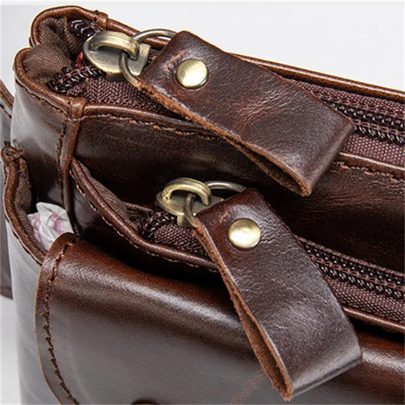 Leather Trendy Men's Bag Casual Crossbody Bag Fashion Waist Bag Chest Bag