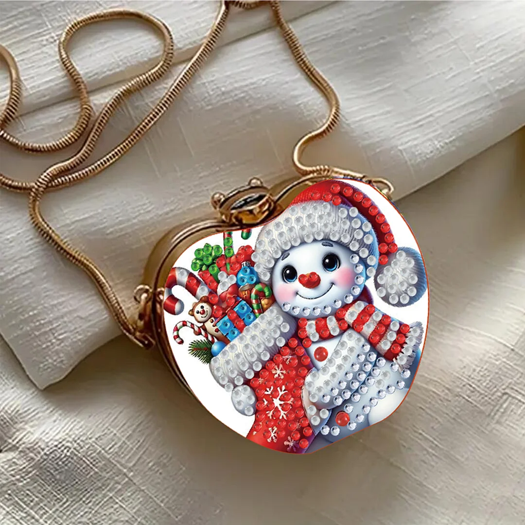 Snowman DIY Acrylic Love Art Diamond Painting Coin Purse with Chain for Women