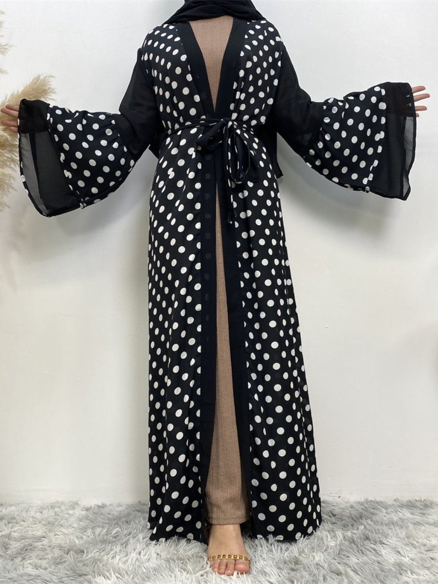 Polka Dot Print Long Sleeve Lady Muslim Outerwear | Oxredo Shop Ramadan Sale