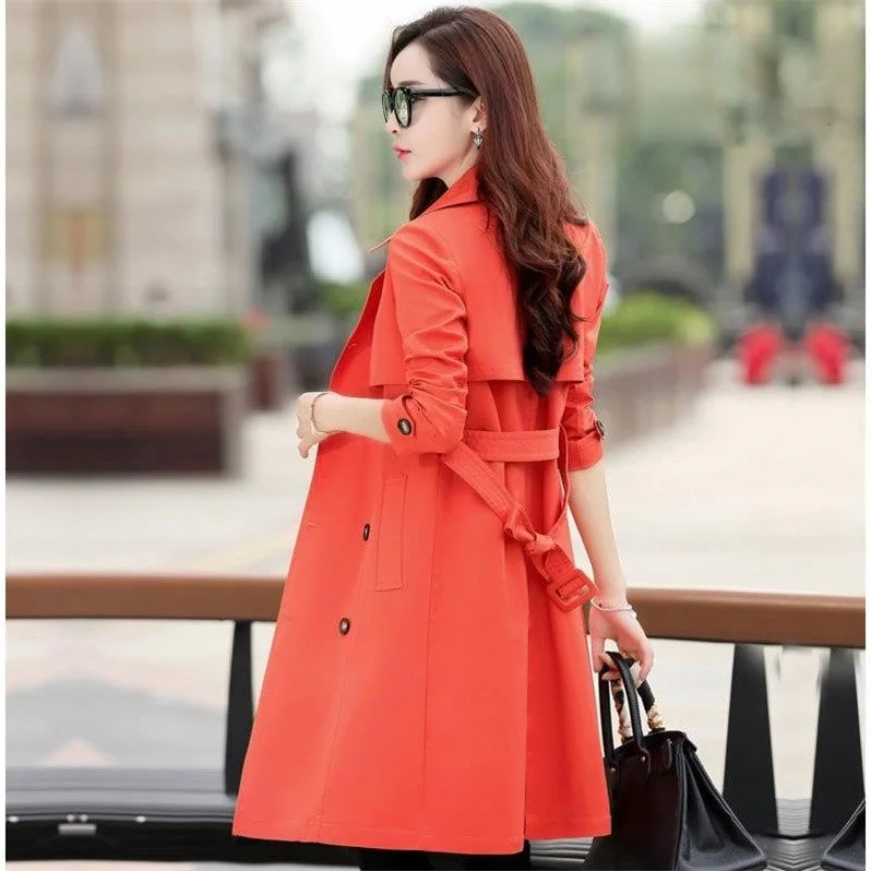 FTLZZ Plus Size 3XL Women Trench Coat Spring Autumn Double Breasted Windbreaker Outerwear Female Casual Trench Long Coat