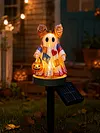 Resin Lighted Vintage Patchwork Ghost with Floral Bow and Pumpkin Lights LED Lighted Patchwork Ghost Decor Halloween Patchworks Ghosts Lamp for Mantel Shelf Entryway Porch