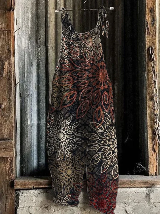 Women's Comfort Printed Linen Jumpsuit