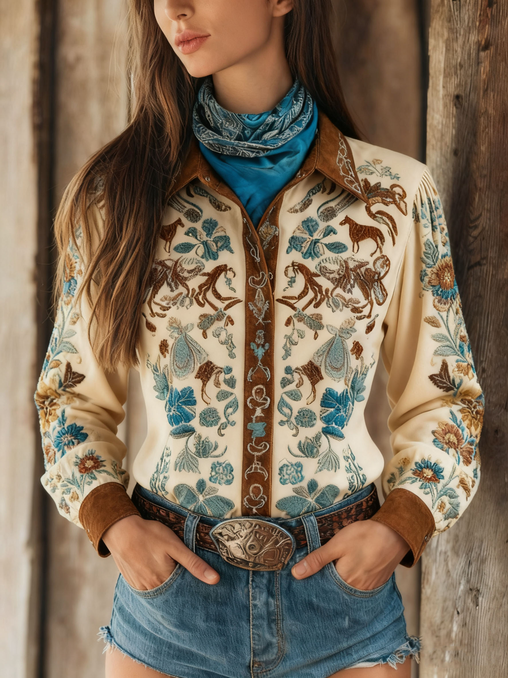 Women's Western Aztec Print Shirt-1017