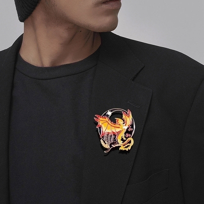 Cartoon Style Streetwear Cool Style Dragon Alloy Stamping Stoving Varnish Plating Unisex Brooches Collar Pin