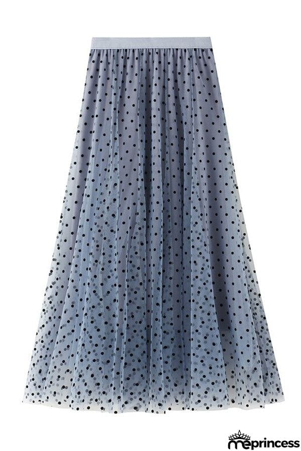 Polka dot high waist gauze skirt princess dress