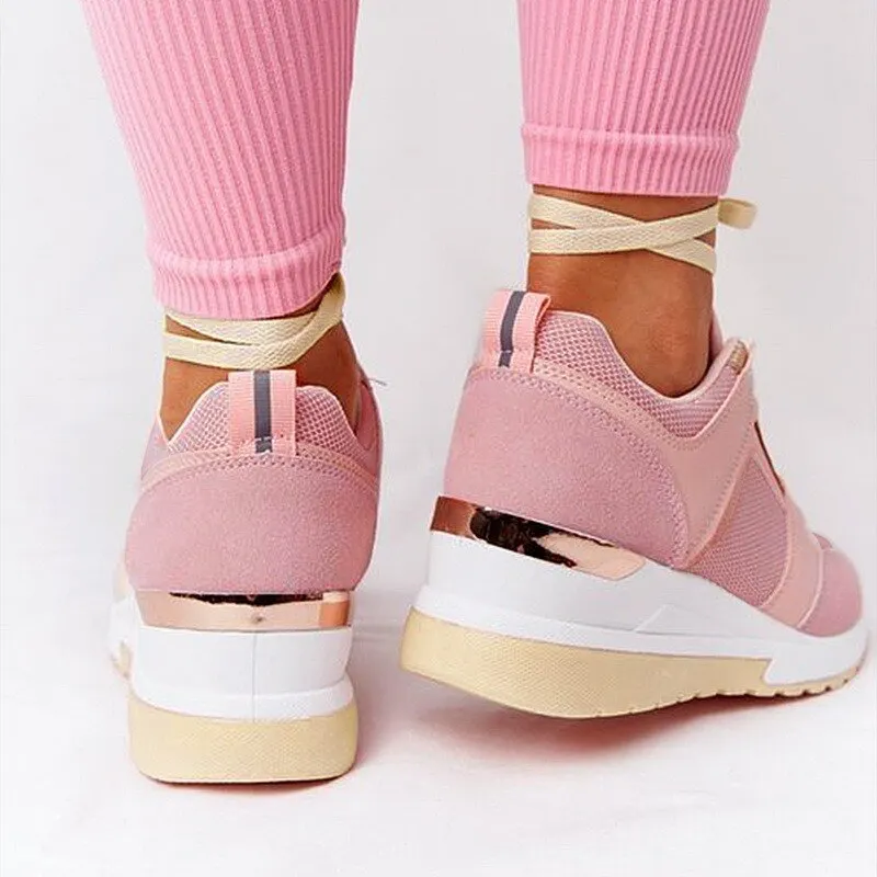 Summer Thick Bottom Sneakers For Women Wedge Sneakers Breathable Light Weight Sequined Shake Vulcanized Shoes Fashion Girls 2021