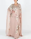 Delicate Rhinestone Embroidery Sequin Floral Appliqué Kaftan