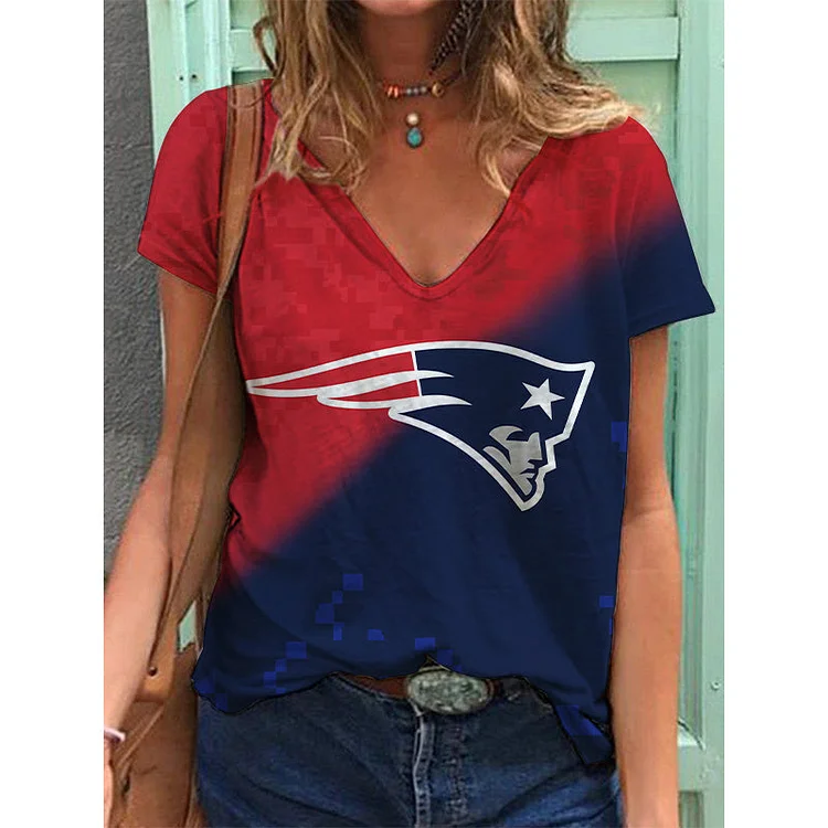 New England Patriots Lightweight Short Sleeve V-Neck T-Shirt
