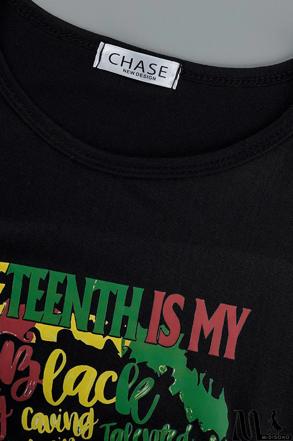 MidiSono - Black Fashion Casual Print Basic O Neck T-Shirts