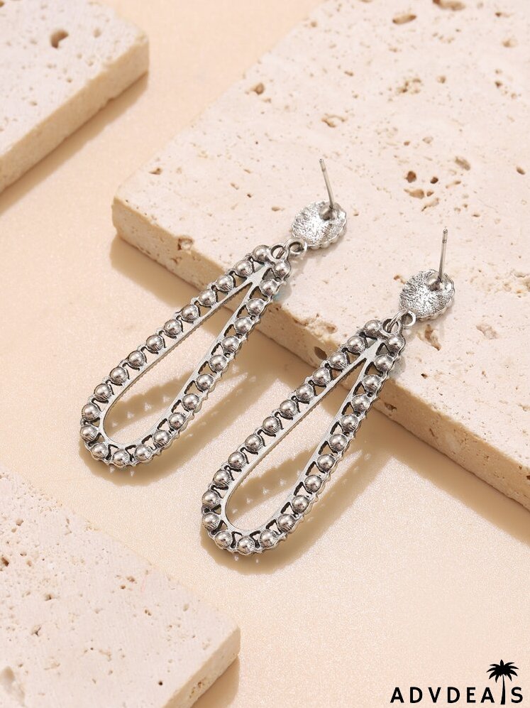 Bead Decor Hollow Out Water Drop Earrings