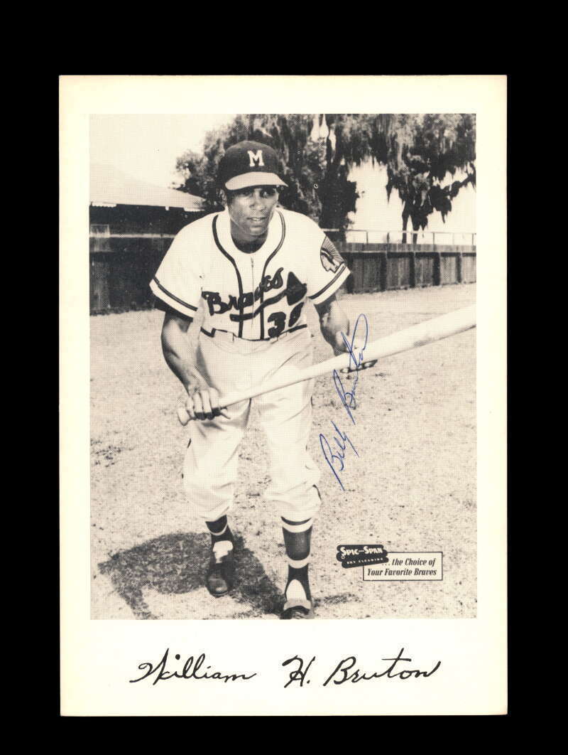 Billy Bruton JSA Signed 7x10 Photo Poster painting 1953 Milwaukee Braves Spic And Span Autograph