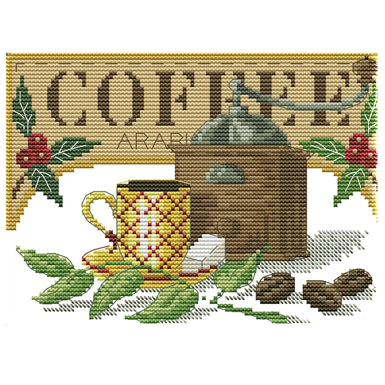 Tea 14CT Printed Cross Stitch Kits (25*18CM) fgoby