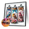 Oiseau en bouteille-perceuse ronde peinture diamant-40*40cm
