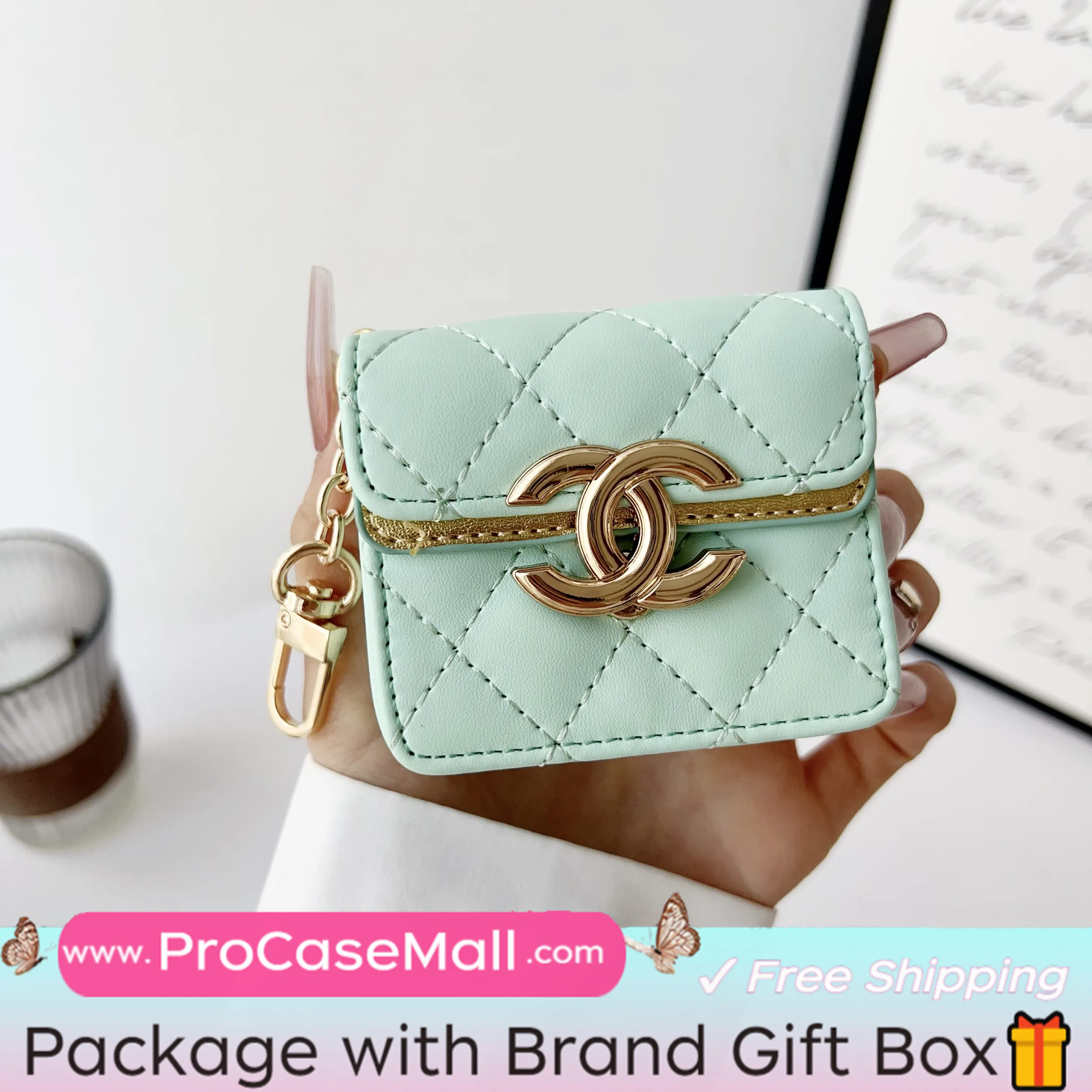 CHANEL MINI CROSSBODY BAG UNIVERSAL STYLE WIRELESS HEADPHONE LEATHER CASE