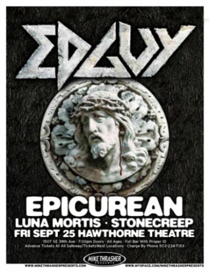 EDGUY 2009 Gig POSTER Portland Oregon Concert