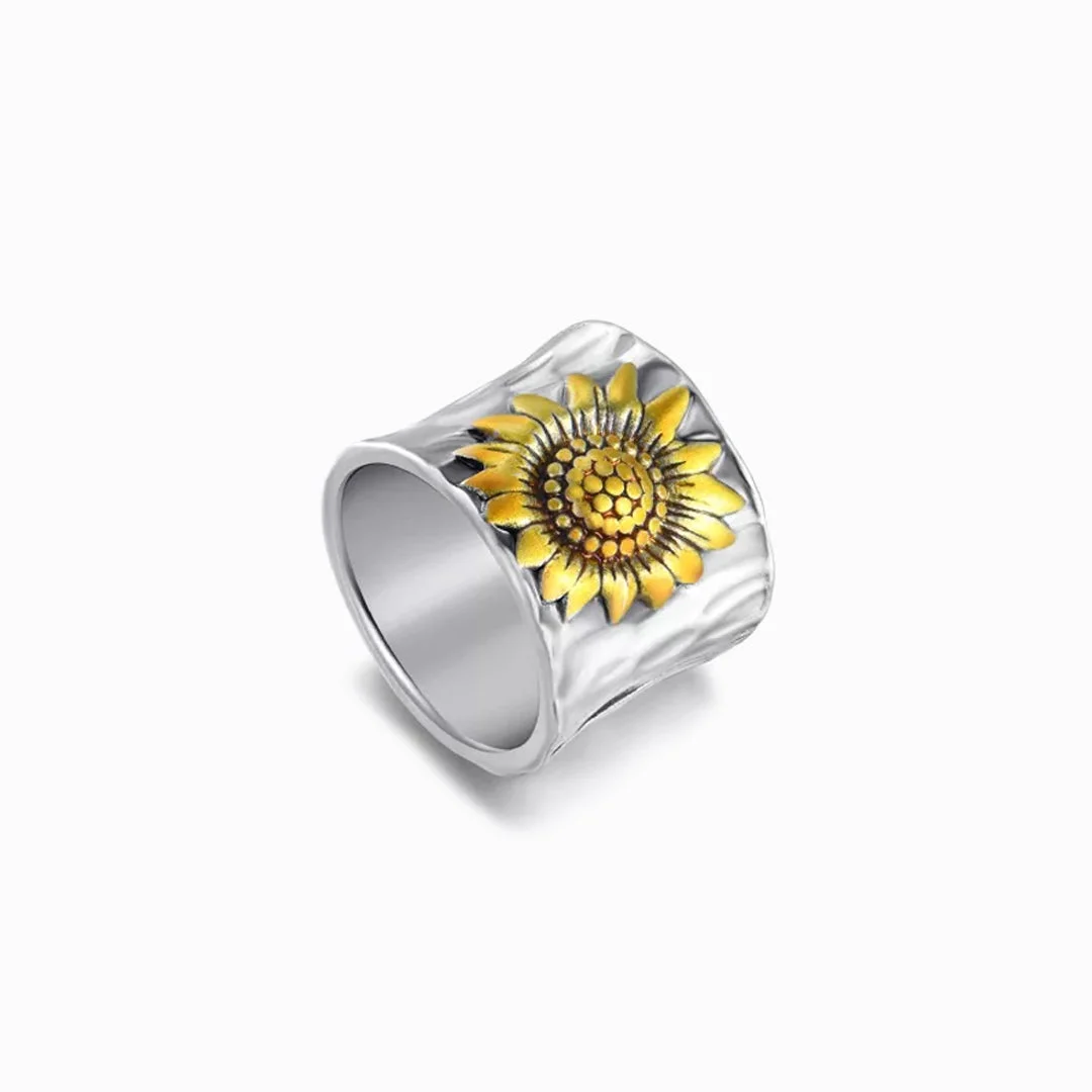 Daughter & Granddaughter | 925S Sunflower Wide Band Ring
