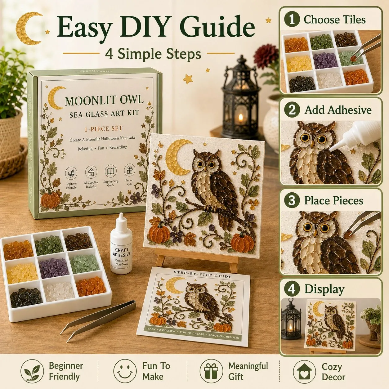 Easy step-by-step DIY guide for assembling the Halloween sea glass art kit
