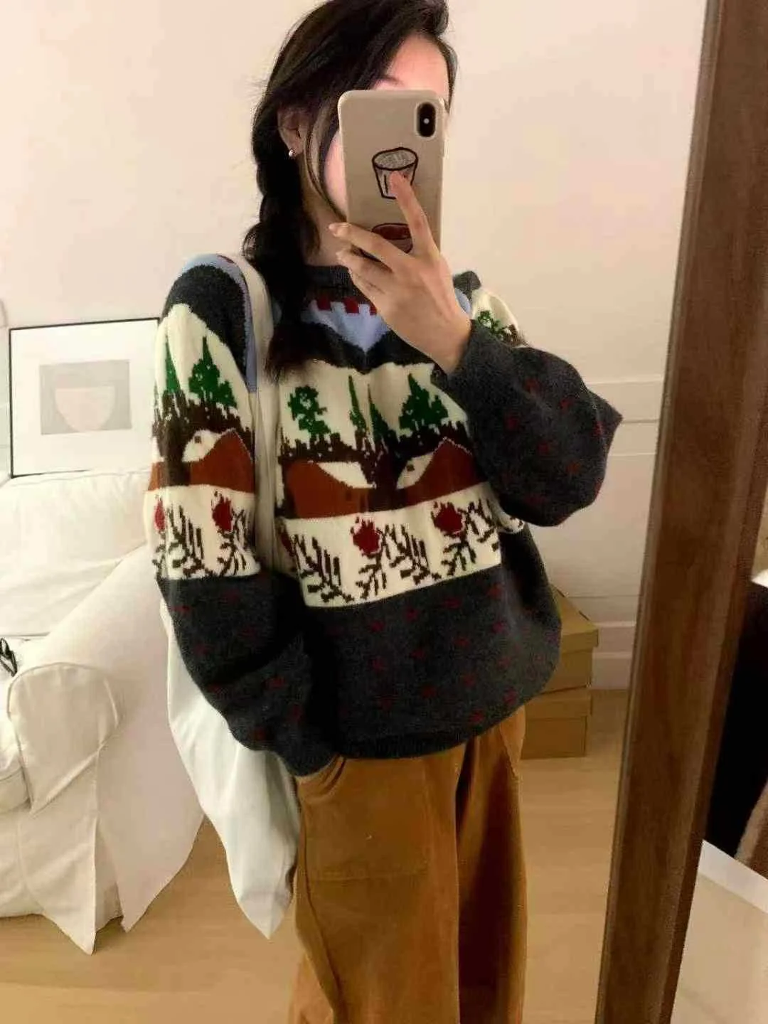 Chicfifth Sweater Women Winter Long Sleeve High Quality Autumn Vintage Top Knitted Cardigan